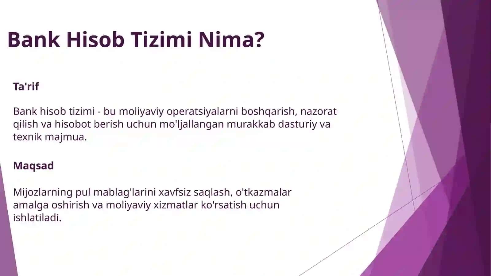 Bank Hisob Tizimi Nima? 2