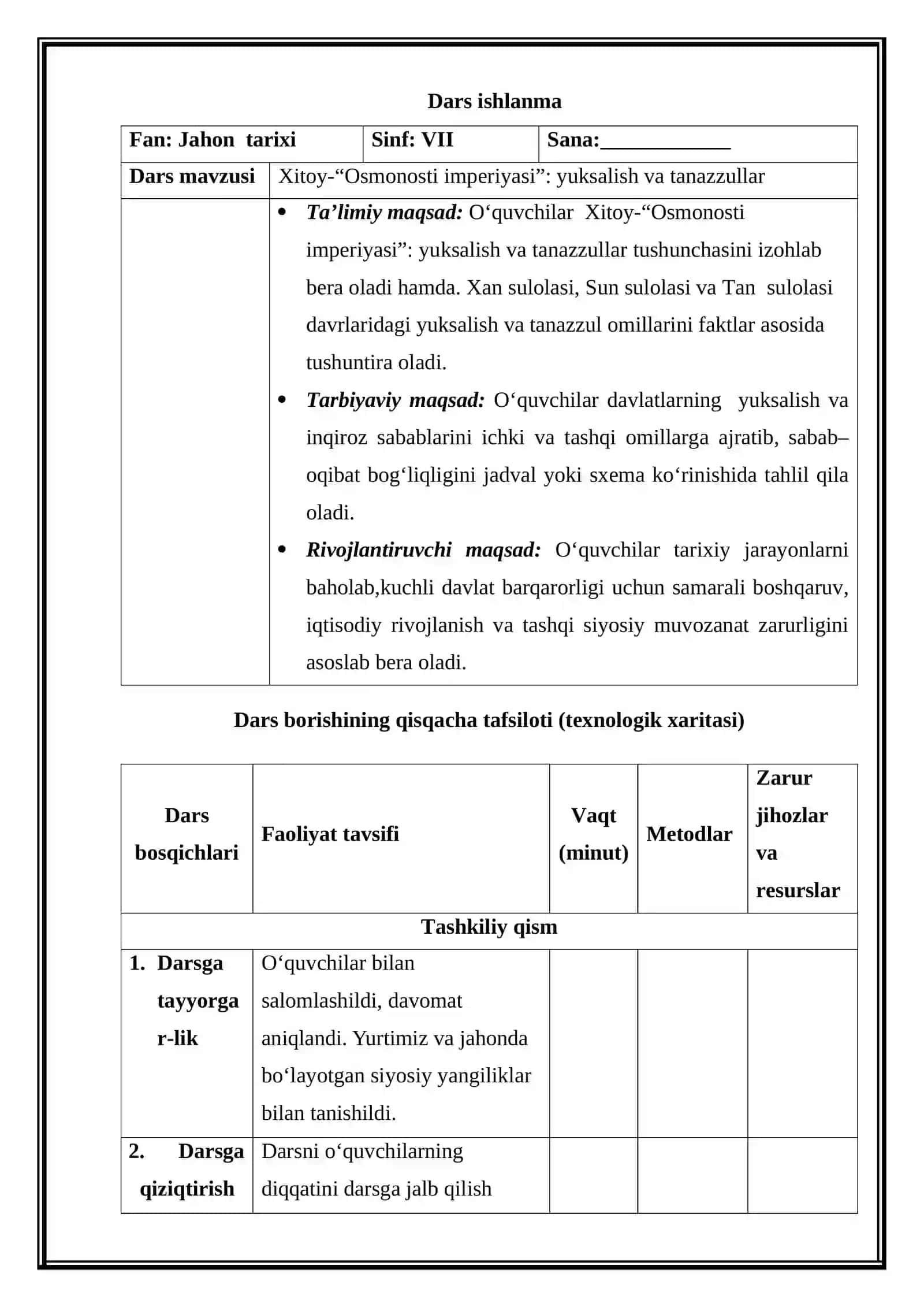 Xitoy Osmonosti imperiyasi yuksalish va tanazzullar (Mikrodars Ishlanma) 2