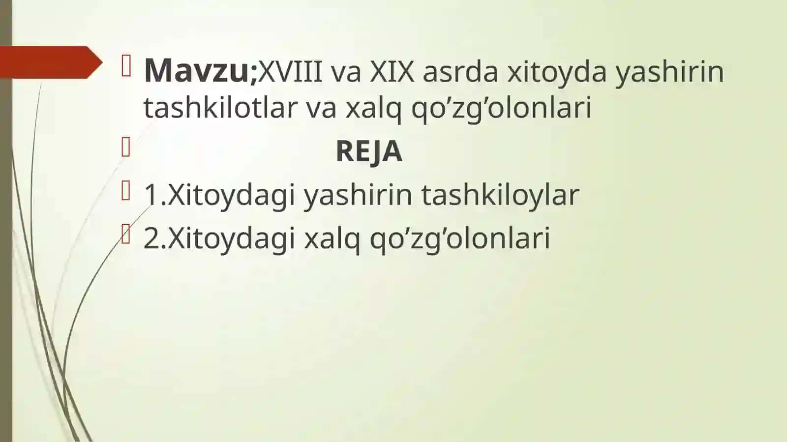 XVIII va XIX asrda Xitoyda yashiring tashkilotlar va xalq o'zg'olonlari 2