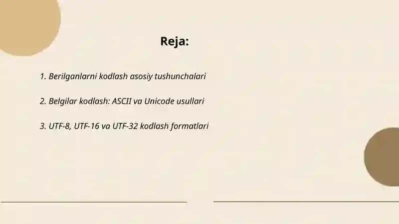 Berilganlarni kodlash usullari 2