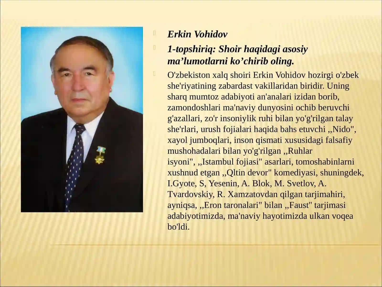 ERKIN VOHIDOV HAYOTI VA IJODI 2