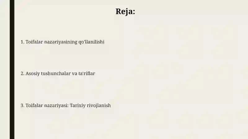 Toifalar nazariyasining qo'llanilishi 2