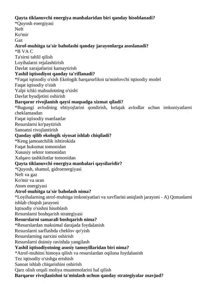 Yashil iqtisodiyot 2