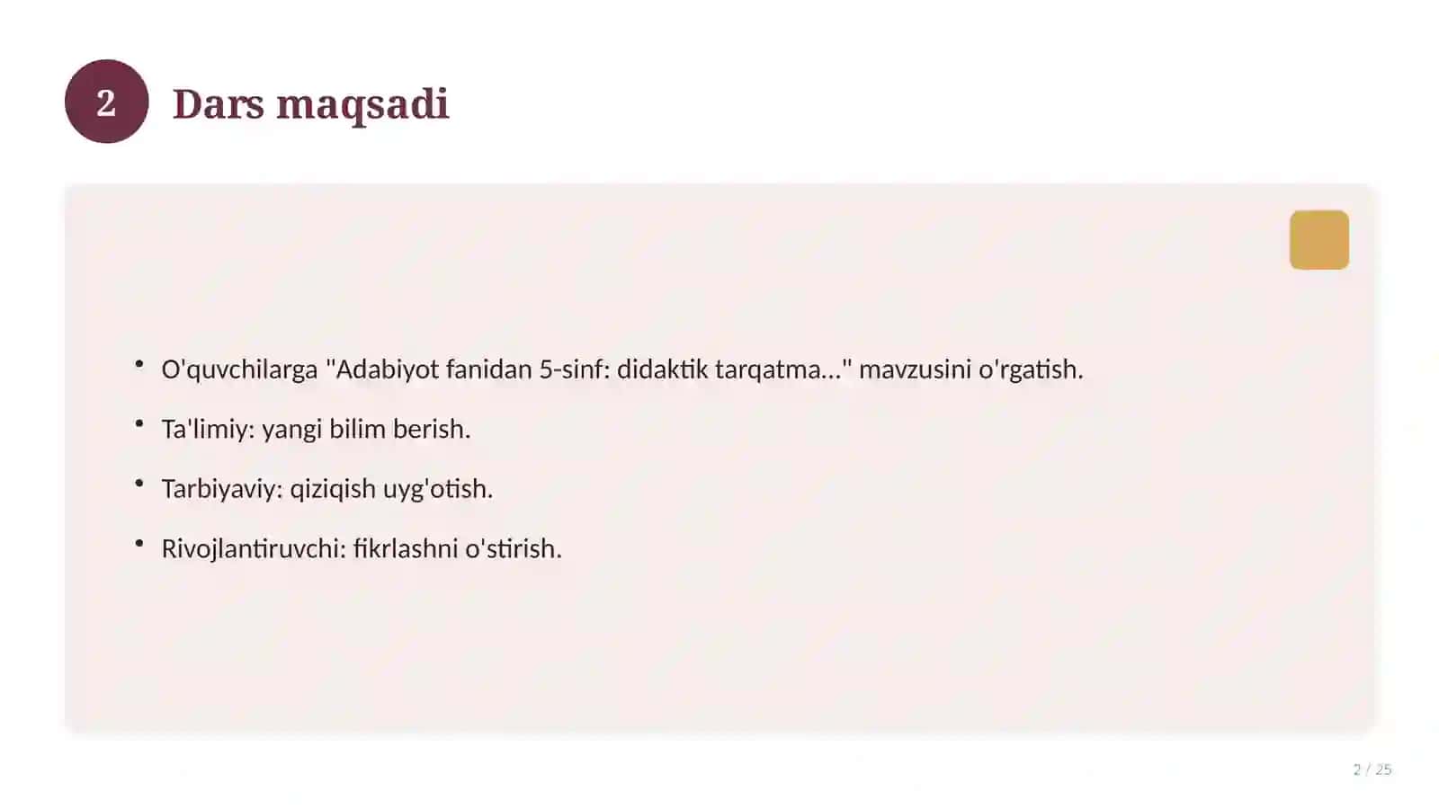 Adabiyot fanidan 5-sinf: didaktik tarqatma materiallar 2