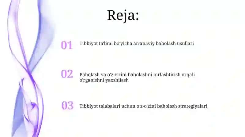 Tibbiyot ta'limi bo'yicha an'anaviy baholash usullari 2