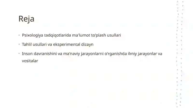 Xozirgi zamon psixologiyasining tadqiqot metodlari 2