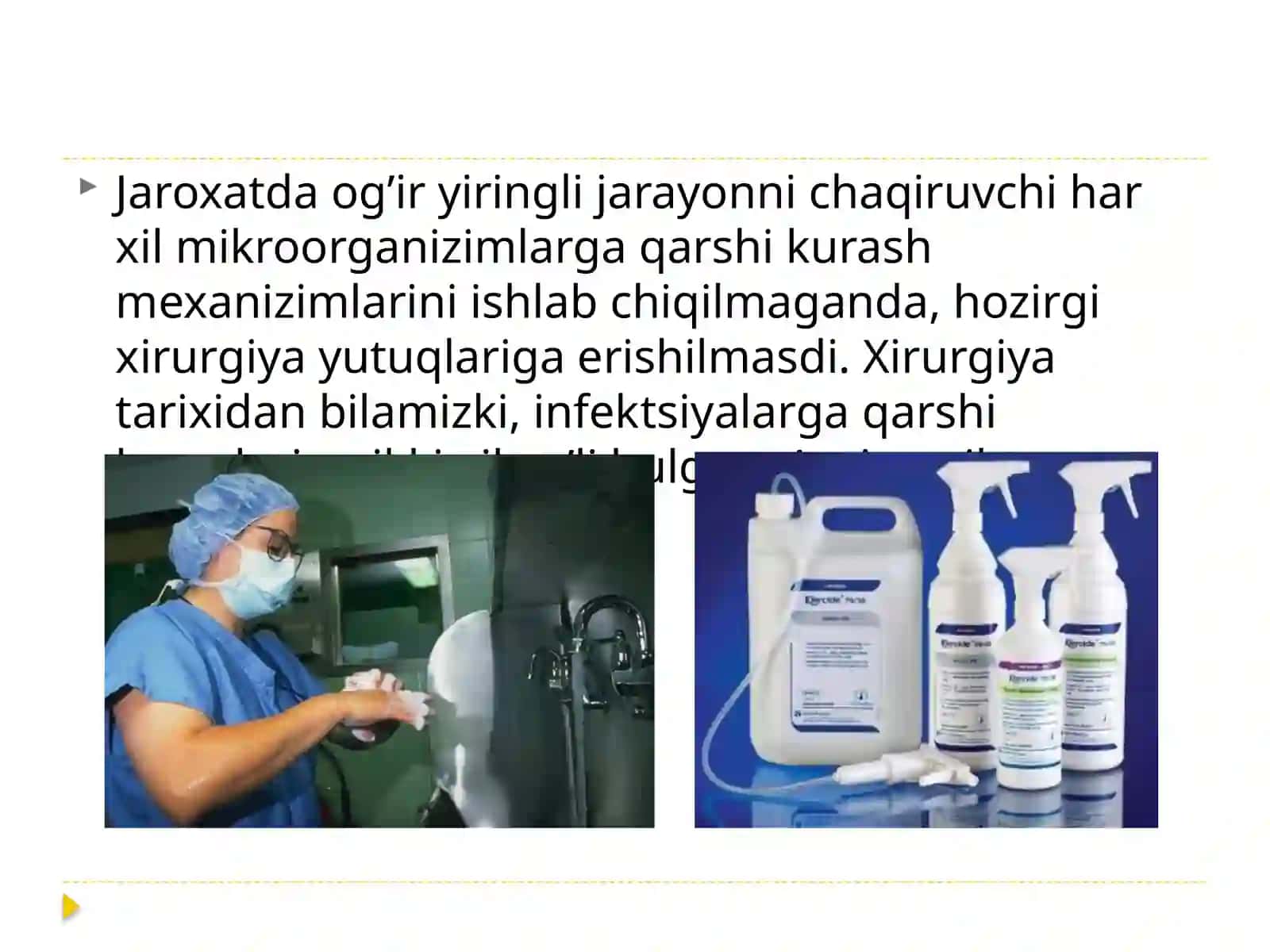 ANTISEPTIKA VA ASEPTIKA ASOSLARINI O'RGANISH 2