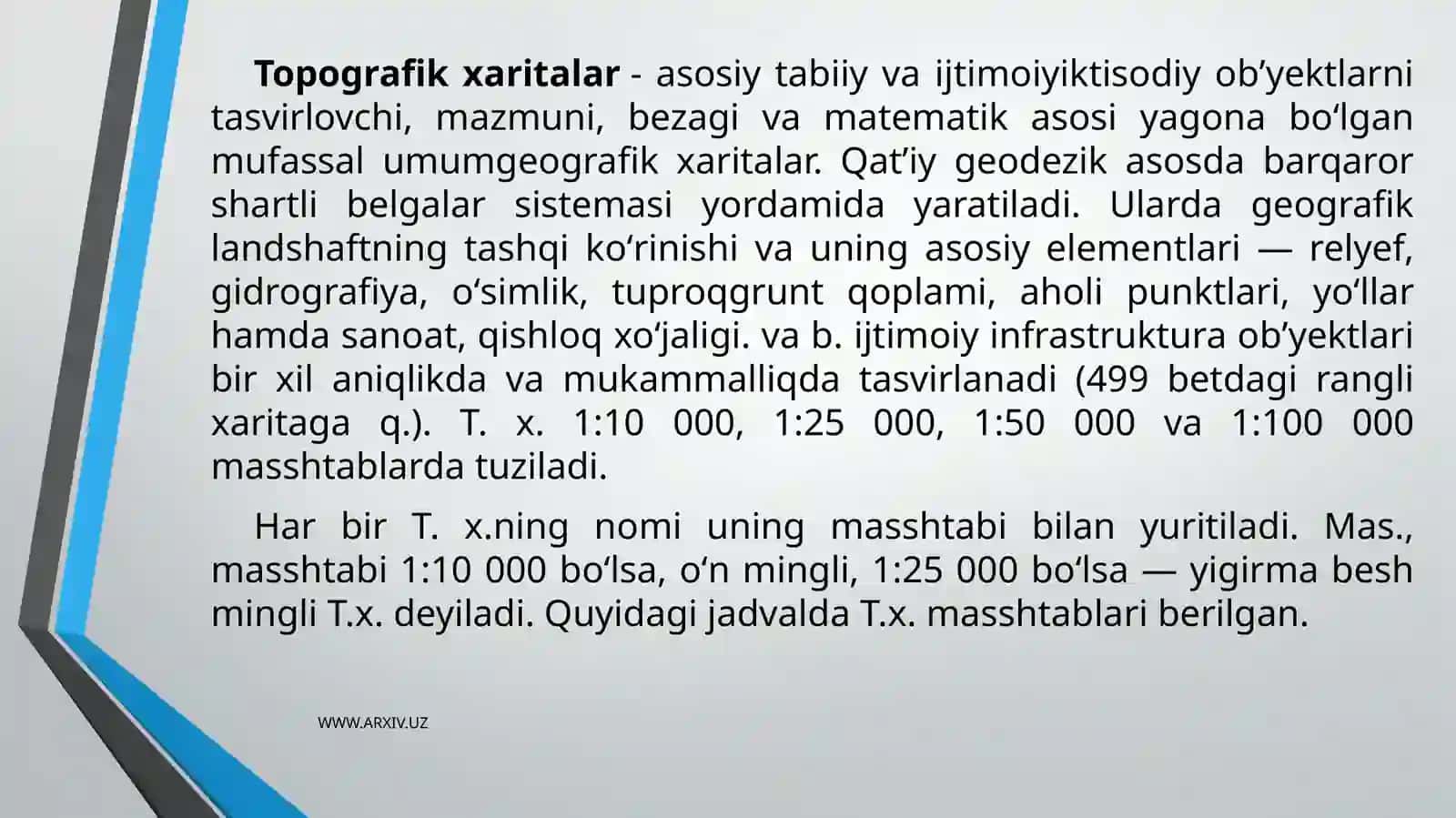 Topografik xaritalar va ularning shartli belgilari 2