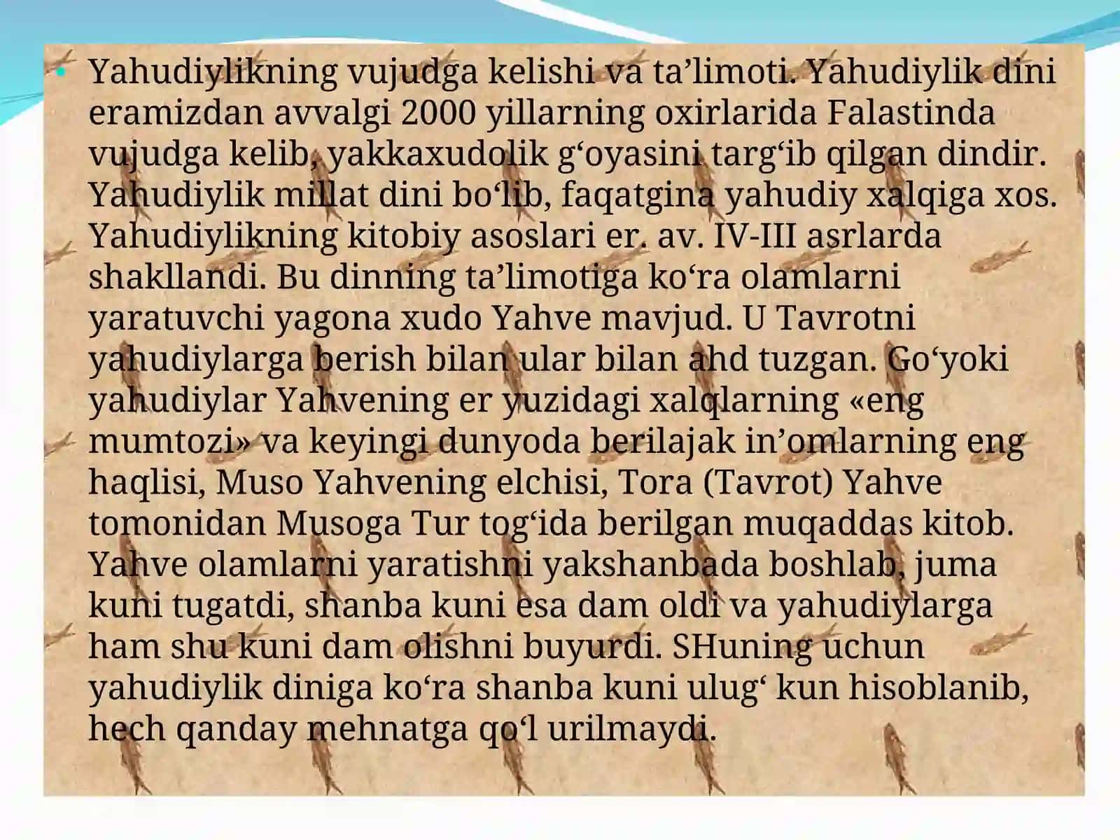 Yahudiylikning vujudga kelishi va ta’limoti 2