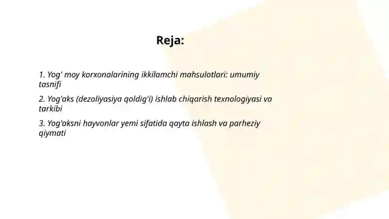 Yog' Moy korxonalarini ikkilamchi maxsulotlari 2