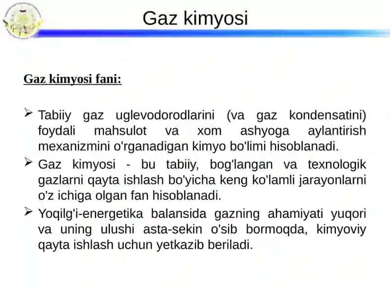 Gazkimyosi fanining predmeti va uslublari 2