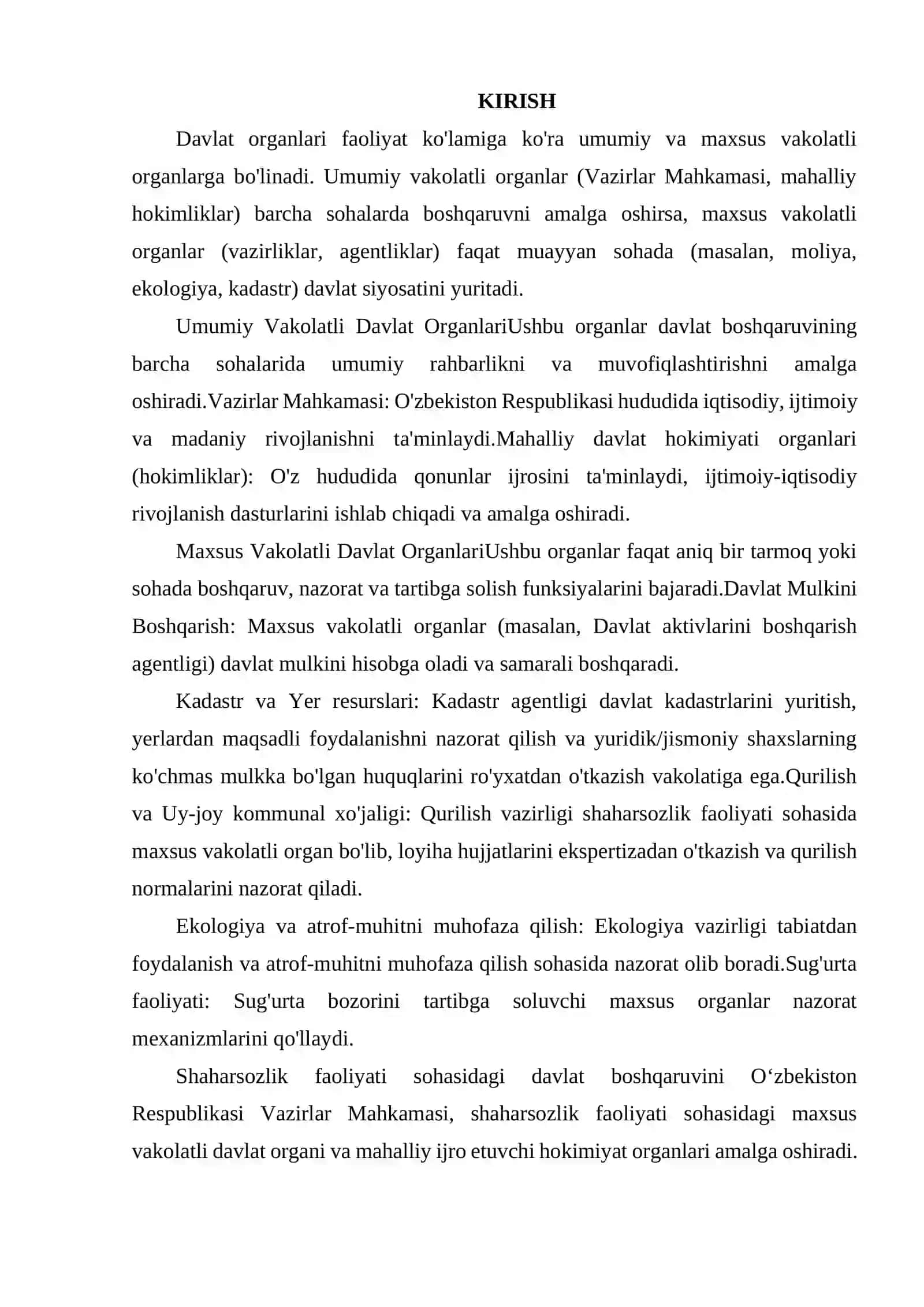 UMUMIY VA MAXSUS VAKOLATLI DAVLAT ORGANLARINING FAOLIYATI VA VAKOLATLARI 2