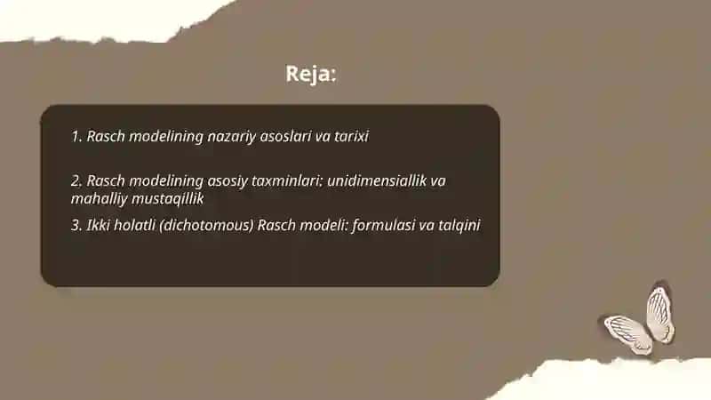 Rasch modeli va uning testologiyadagi qoʻllanilishi 2