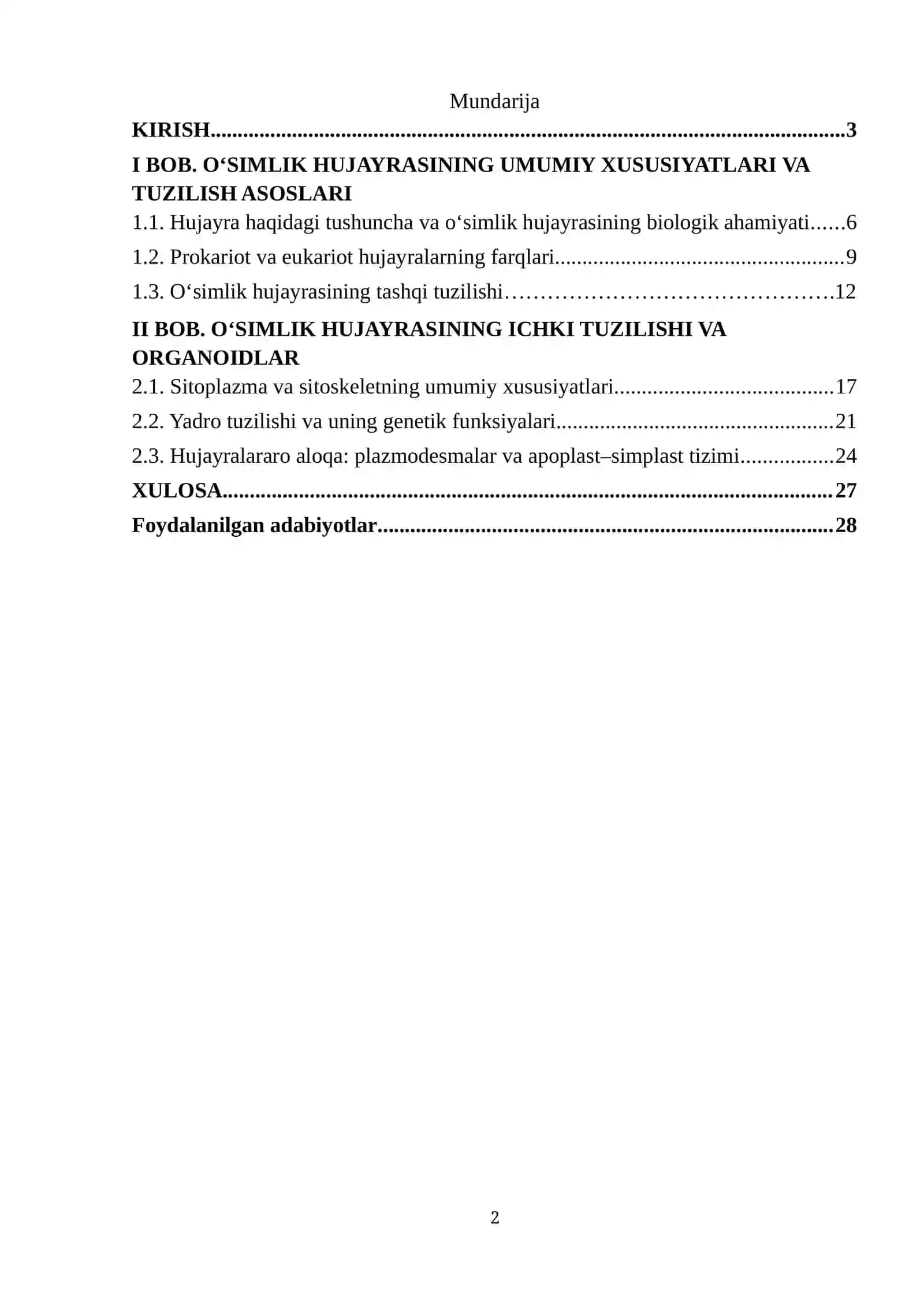 O‘simlik hujayrasining tuzilishi 2