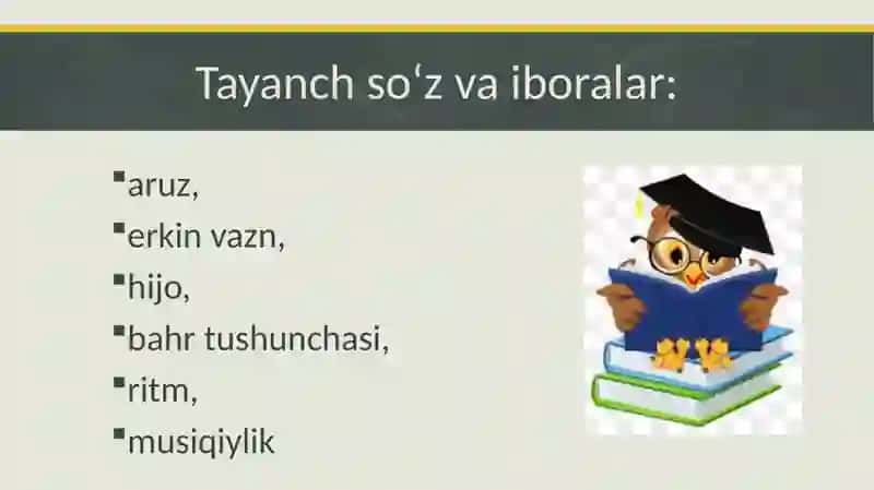 ARUZVA ERKIN VAZN HAQIDA UMUMIYTUSHUNCHA 2