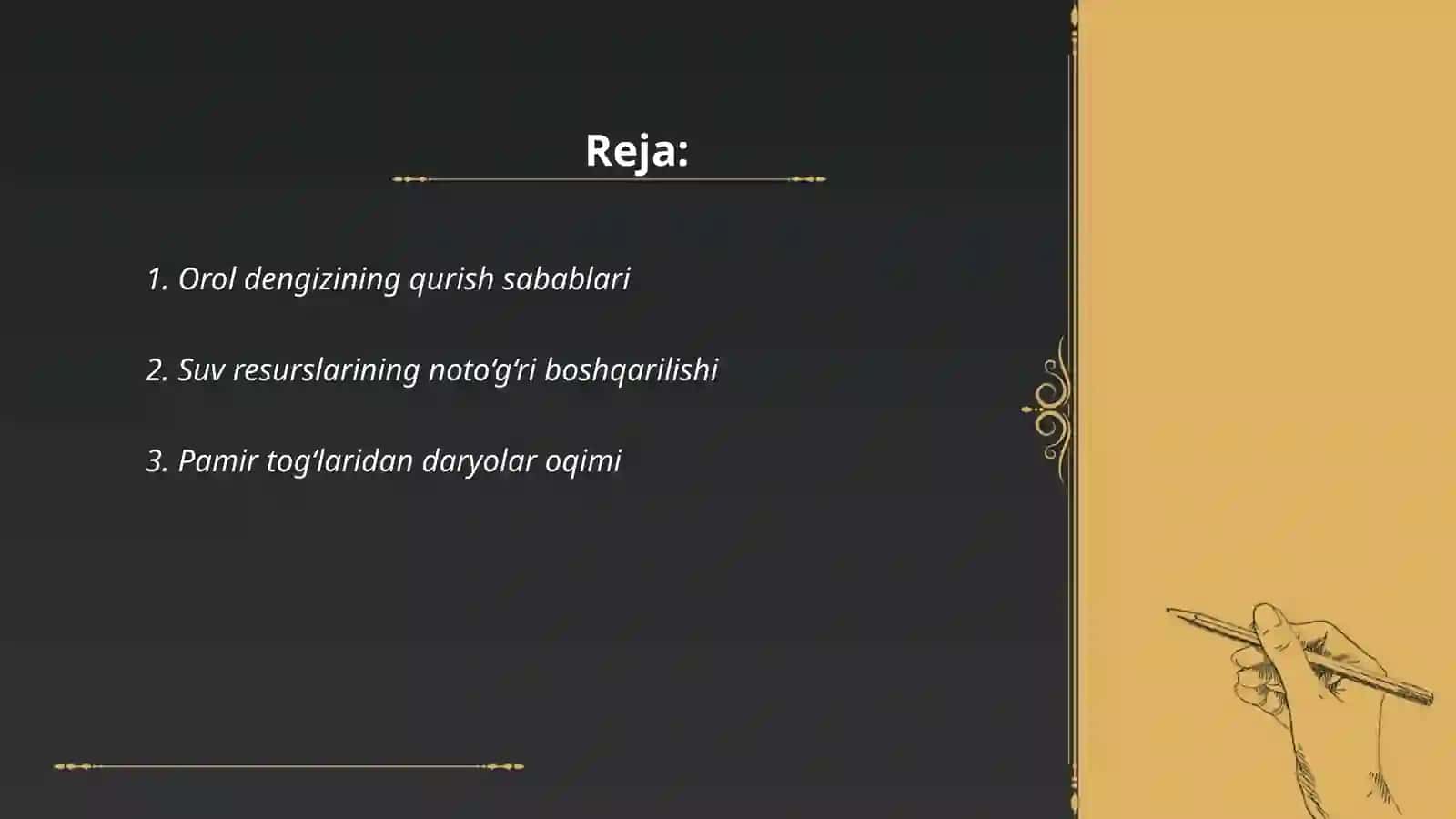 Orol dengizi muammosi va yechimlari 2
