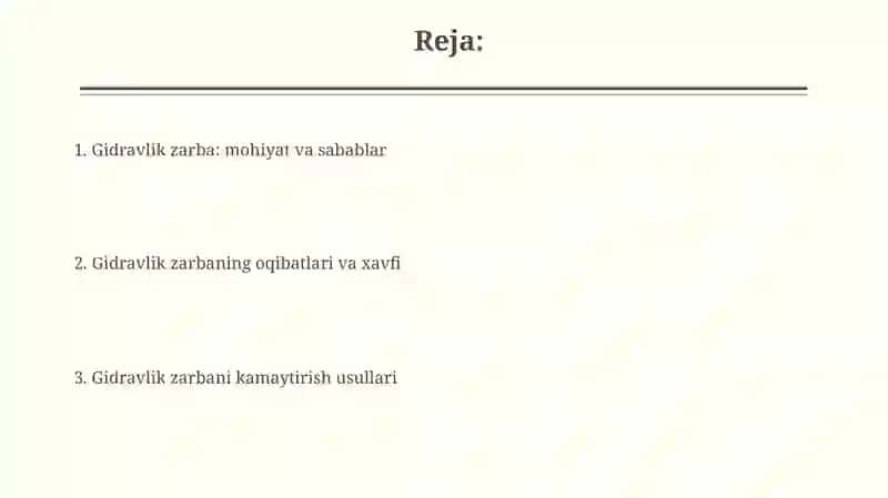Gidravlik zarba hodisasi 2