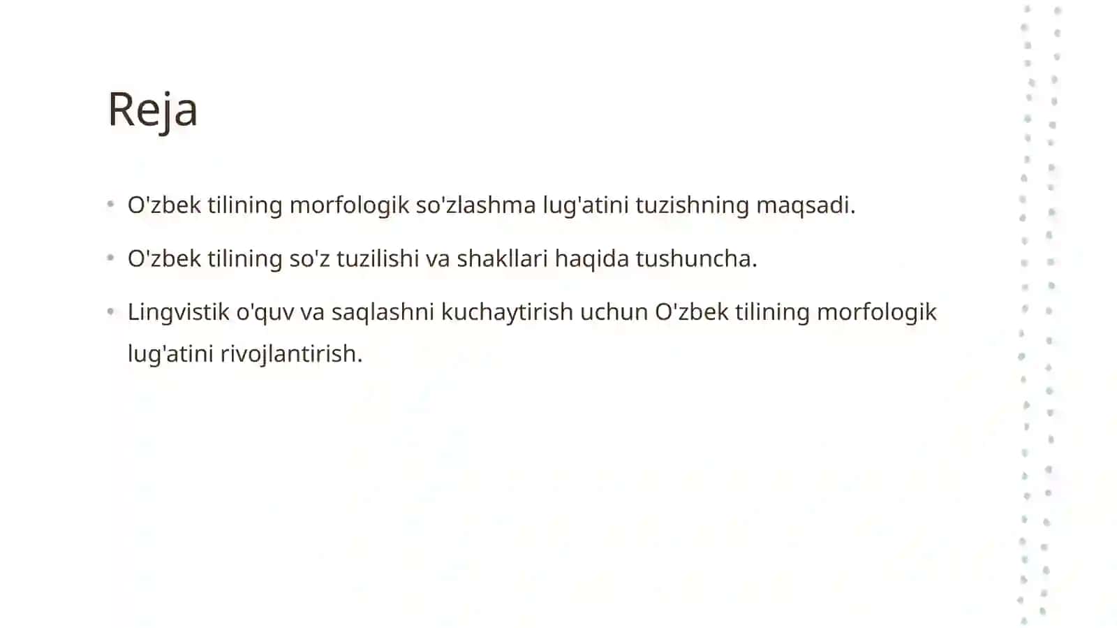 O'zbek tilining morfologik lug'atini shakllantirish 2