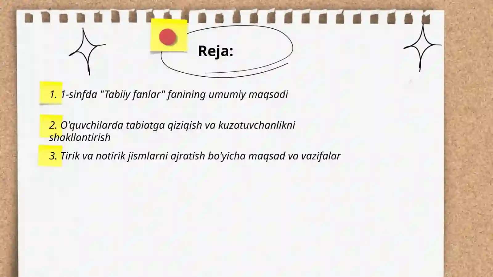 1-sinfda "Tabiiy fanlar" fanining maqsad va vazifalari 2