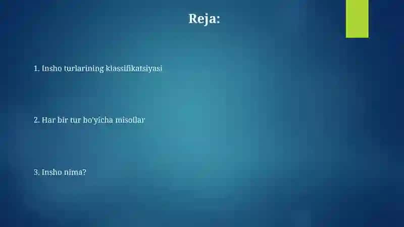 Esse Reja va uning turlari 2