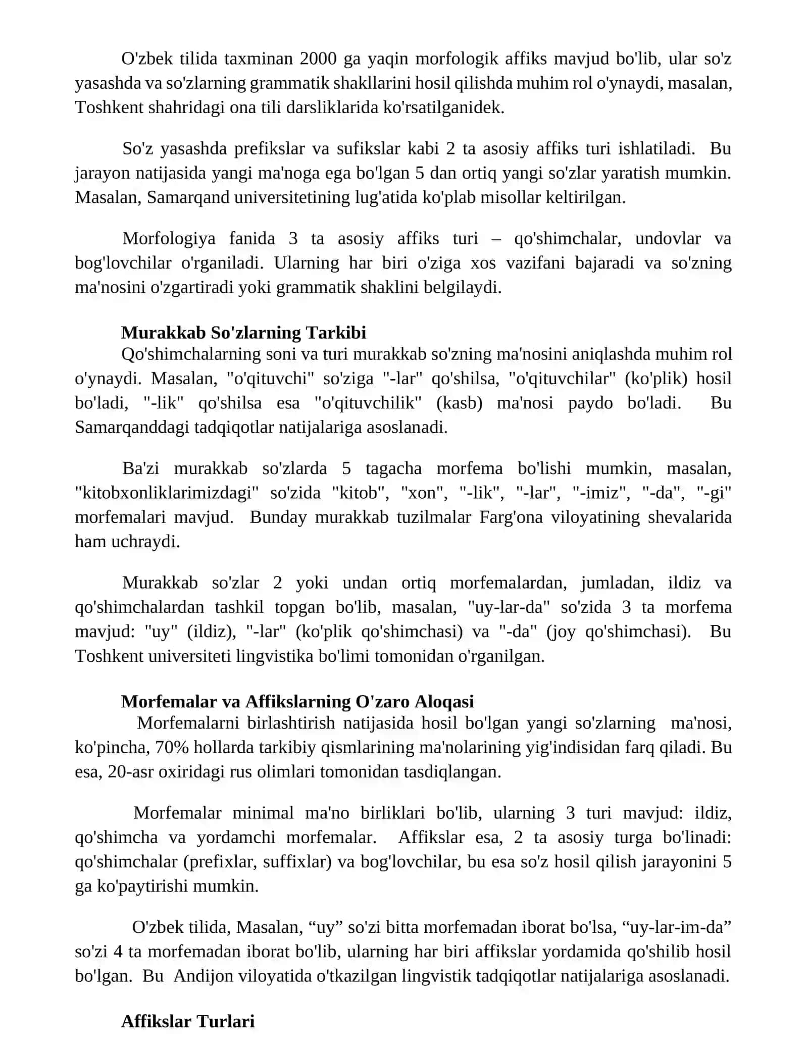 Morfema va qo'shimcha munosabati 2