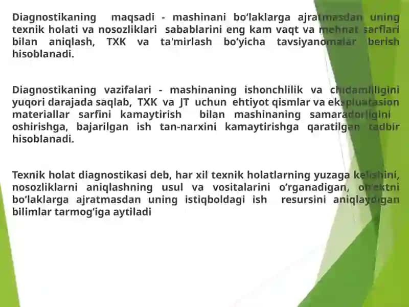 Mashinalarni texnik holatini aniqlash va texnik diagnostika 2
