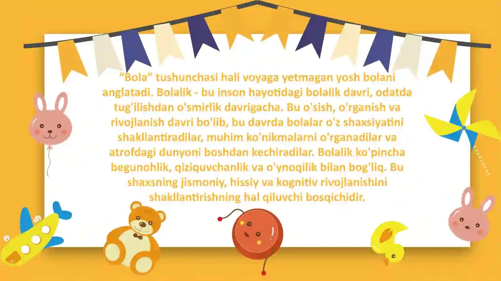 Bola tushunchasi, bolalik davri 2
