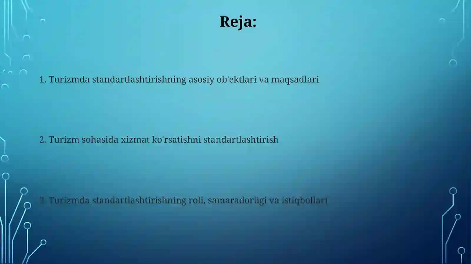 Turizmda standartlashtirish ob'ektlari 2