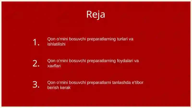 Qon o'rnini bosuvchi preparatlar 2