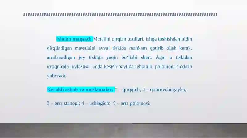 Metallarni qirqish usullari 2