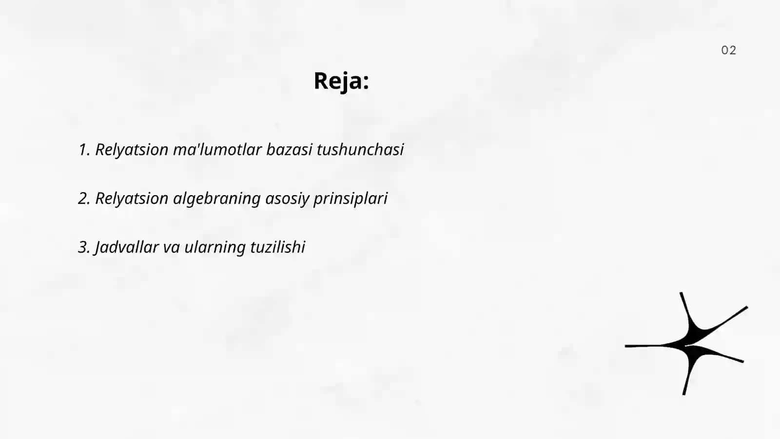 Kodd relyatsion algebrasi. Relyatsion hisoblash 2