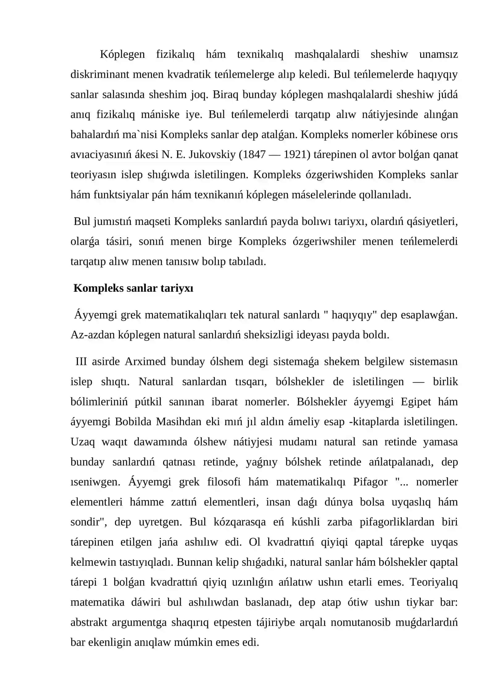 Kompleks sanlar ústinde ámeller 2