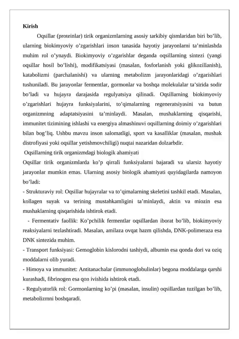 Oqsillarning biokimyoviy o’zgarishi 2