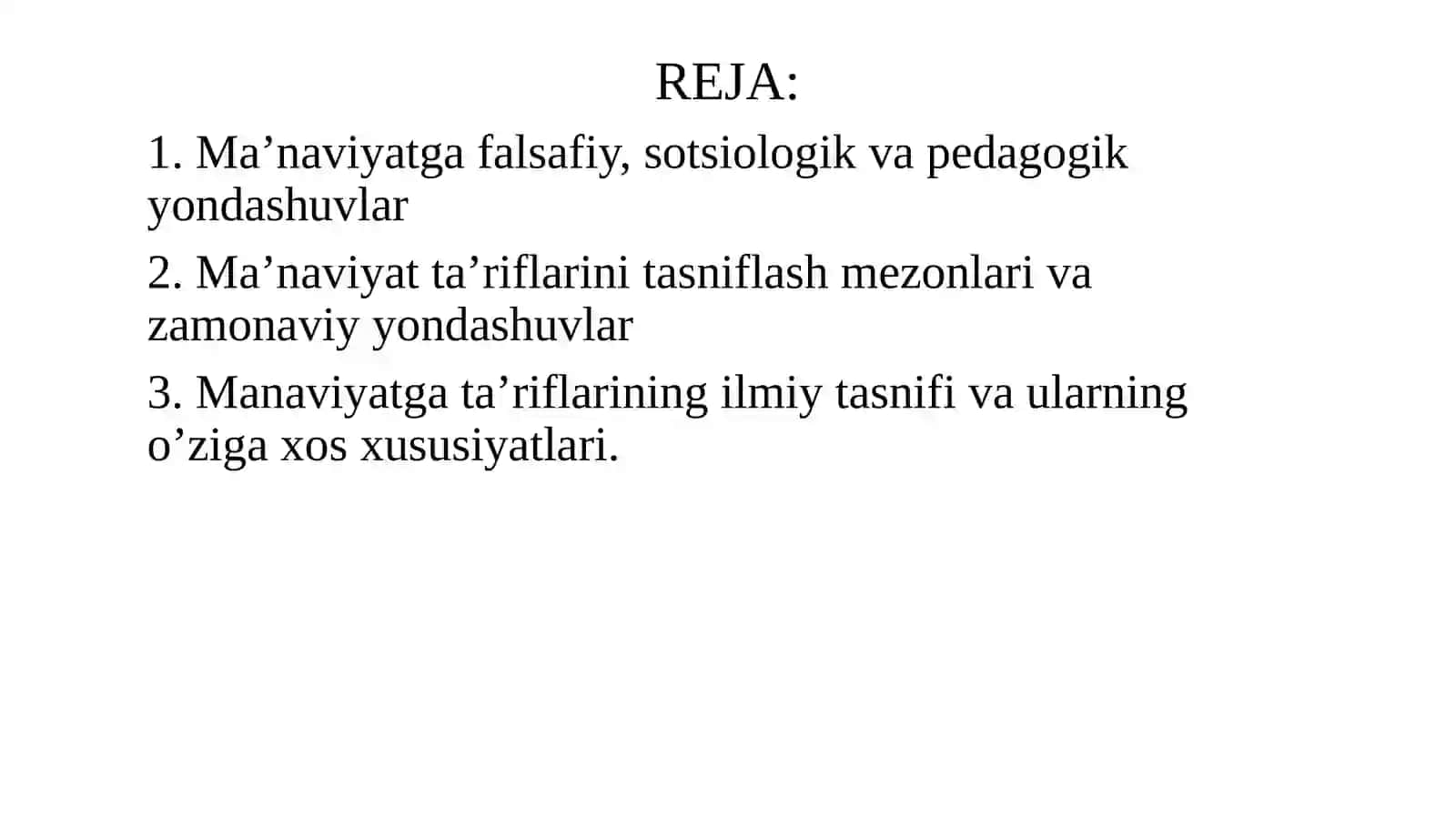 Ma’naviyatga turli yondoshuvlar va tariflarni ilmiy tasnifi 2