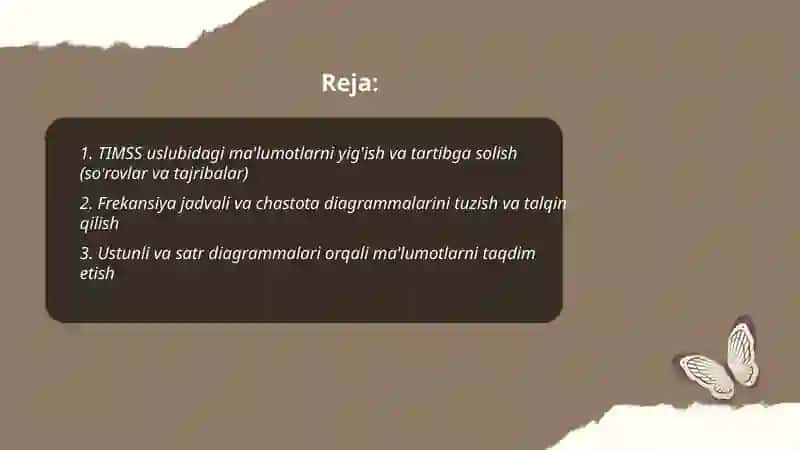 TIMSS xalqaro baholash dasturida "Maʼlumotlar va ehtimollik" mazmun sohasiga oid topshiriqlar 2