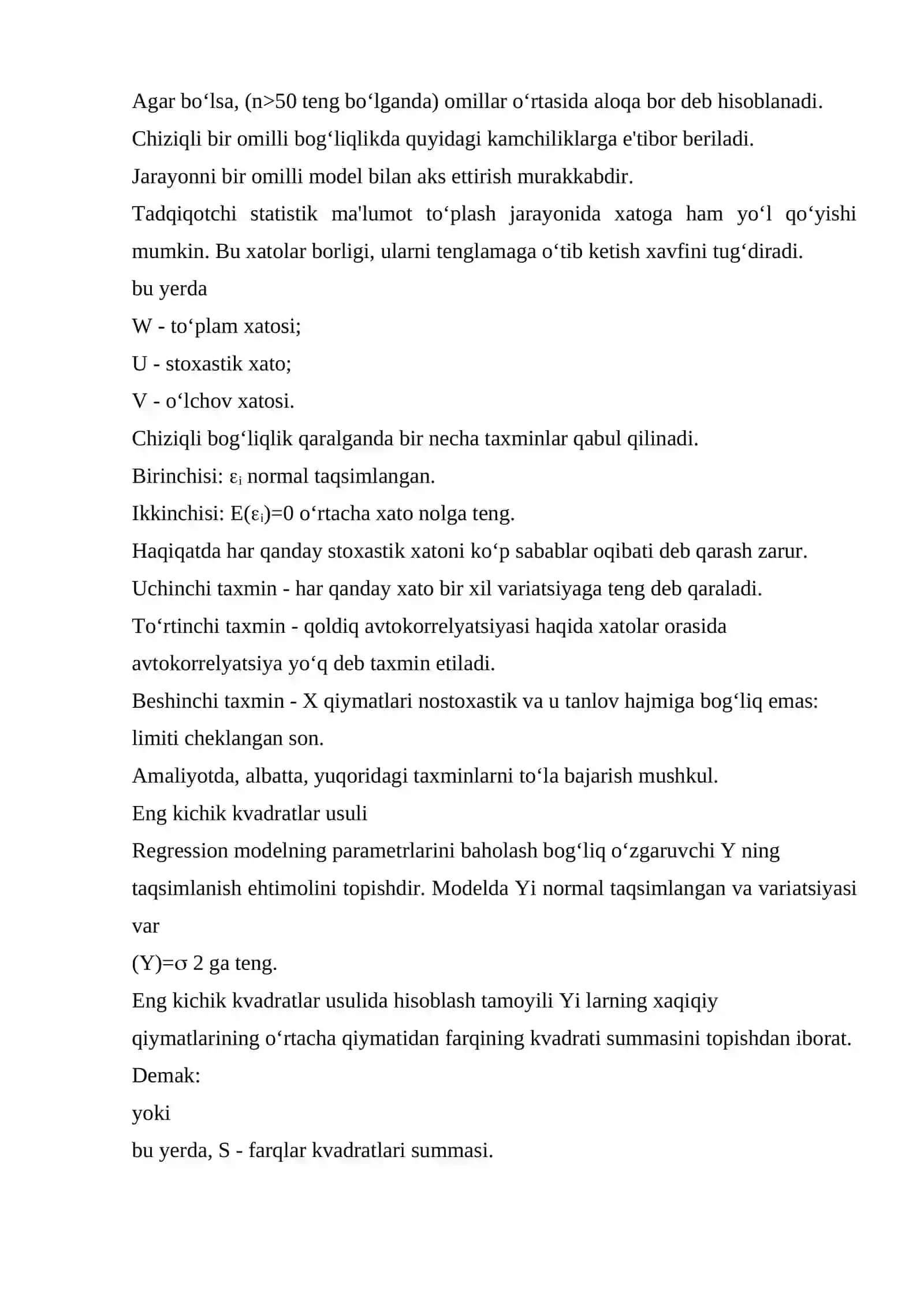 Korrelyatsion-regression tahlil modellari 2