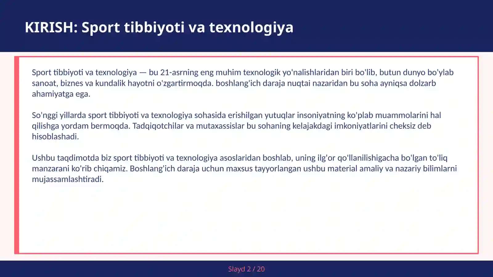 Sport Tibbiyoti va Texnologiya 2