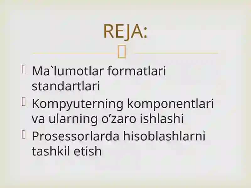 MA`LUMOTLAR FORMATLARI STANDARTLARI.TASHQI QURILMALAR BILAN MA`LUMOT ALMASHISH 2