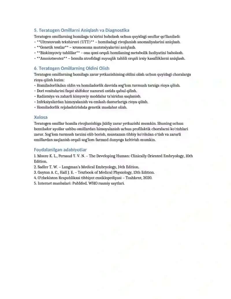 Teratogen Omillar va Ularning Homilaga Ta’sir 2