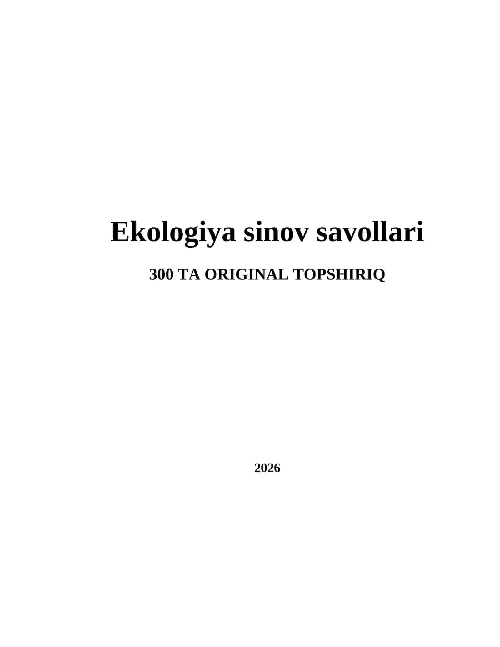 Ekologiya sinov savollari 2