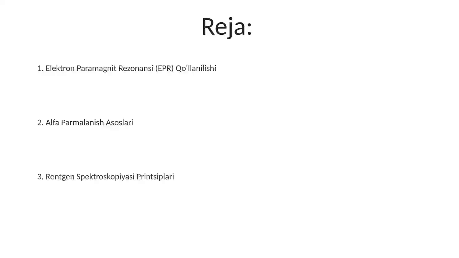 Elektron Paramagnit Rezonansi (EPR) Qo'llanilishi 2