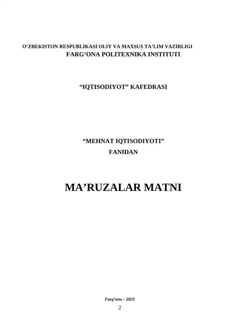 MEHNAT IQTISODIYOTI 2