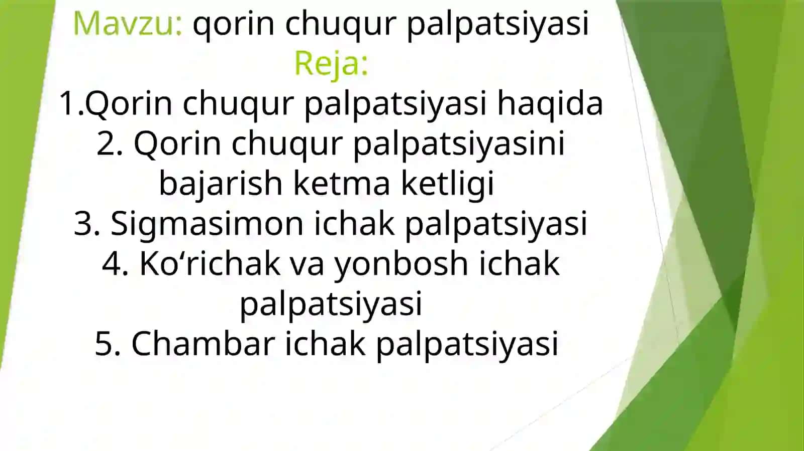 Qorin chuqur palpatsiyasi 2