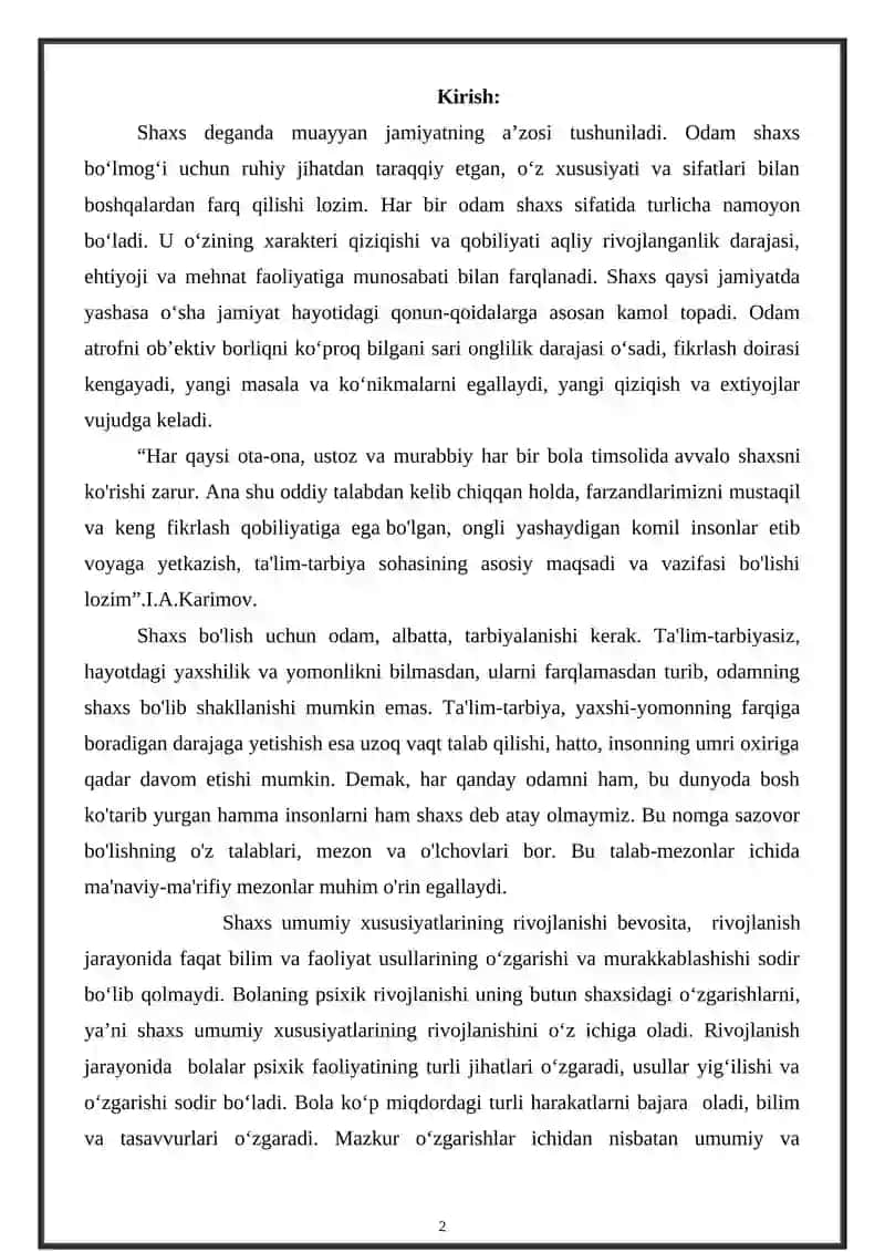 Jamoani shaxs tarbiyalashiga ta’siri. 2
