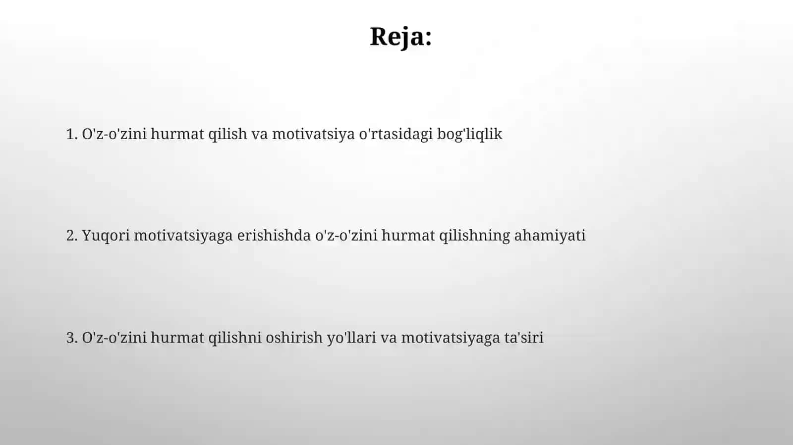 O'zini o'zi baholash va motivatsiya 2
