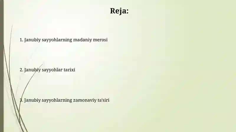 Janubiy sayyohlarning madaniy merosi 2