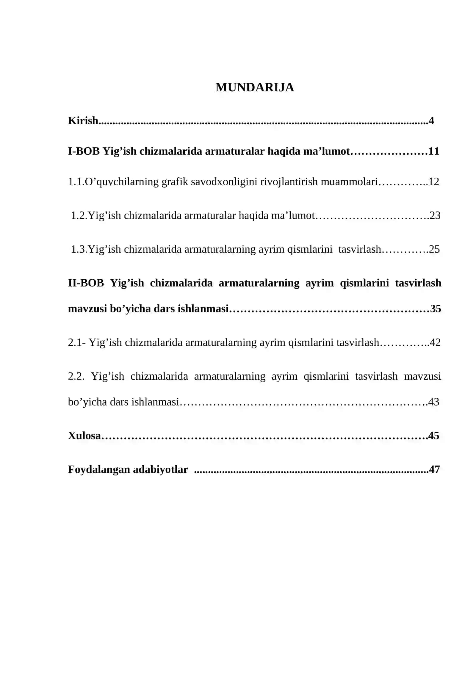Yig’ish chizmalarida almaturalarning ayrim qismlarini tasvirlash 2
