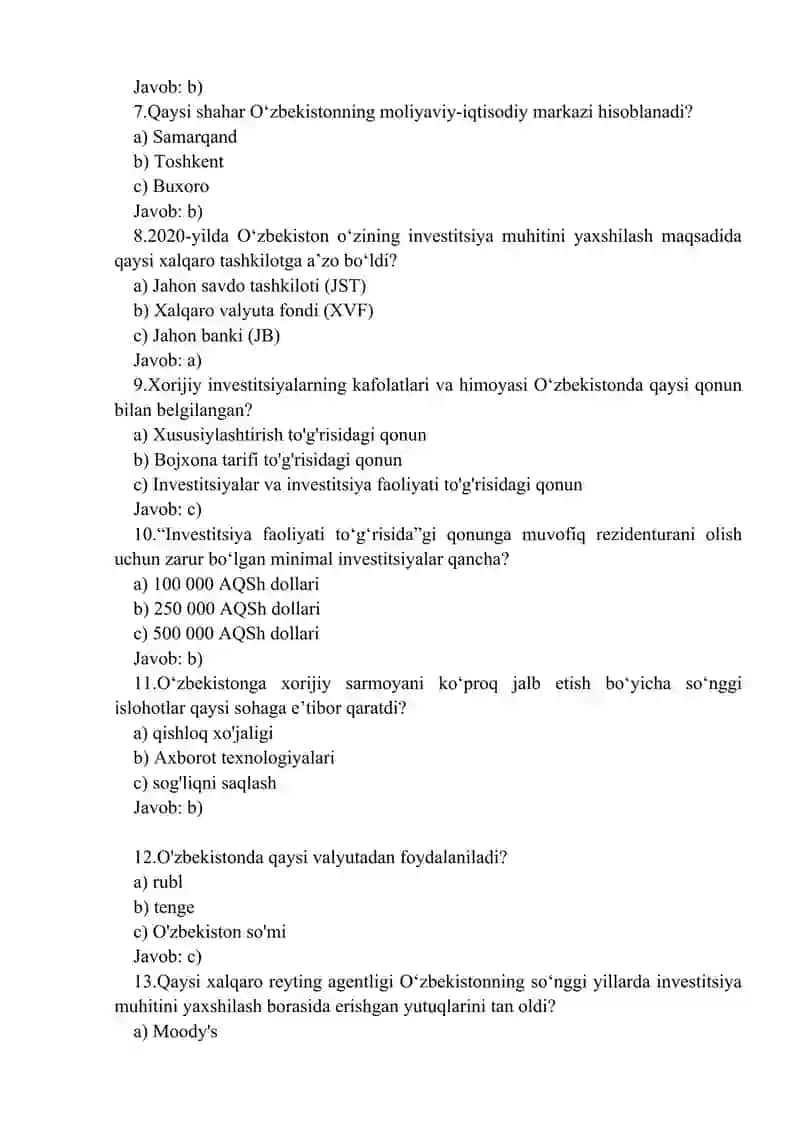 O'ZBEKISTON RESPUBLIKASIDA INVESTITSIYA SIYOSATI 2