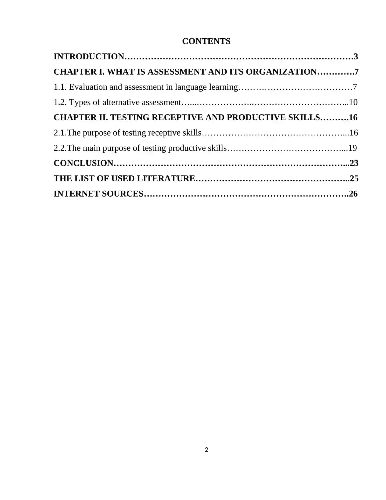 COURSE WORK: ALTERNATIVE WAYS OF ASSESSMENT 2