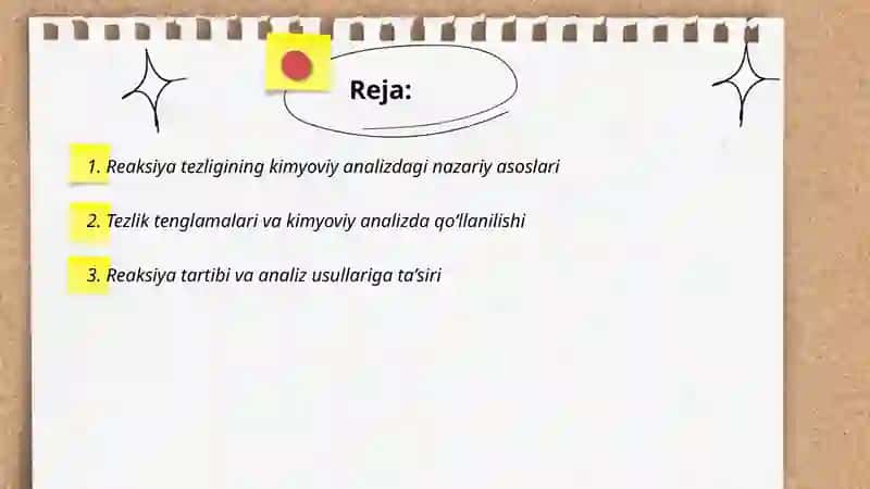 Reaksiya tezligining kimyoviy analizdagi órni 2